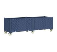 vidaXL Jardinera con Ruedas, Macetero de Plantas Flores, Maceta de Hierbas, Arriate para Jardín Patio Balcón Terraza, PP Azul Gris 160x50x54 cm