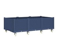 vidaXL Jardinera con Ruedas, Macetero de Plantas Flores, Maceta de Hierbas, Arriate para Jardín Patio Balcón Terraza, PP Azul Gris 150x80x54 cm