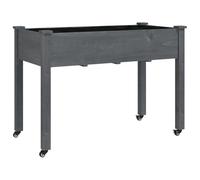 vidaXL Jardinera con Ruedas y Forro Madera de Abeto Gris 118x59x80 cm, macetero, macetero jardín, Soporte macetas, Maceta, Soporte Plantas