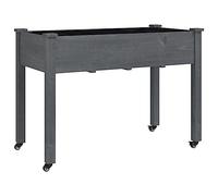 vidaXL Jardinera con Ruedas y Forro Madera de Abeto Gris 118x59x80 cm, macetero, macetero jardín, Soporte macetas, Maceta, Soporte Plantas