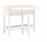 vidaXL Jardinera con Tapa Plegable, Mesa para Macetas, Jardinera para Plantas, Decoración para Jardín Patio Balcón, Madera Maciza de Pino Blanca
