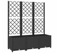 vidaXL Jardinera con Enrejado Macetero Soporte Caja Plantador Flores Plantas Jardín Patio Terraza Balcón Decoración PP Negro 120x40x136 cm