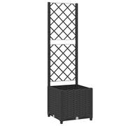 vidaXL Jardinera de jardín con enrejado, color negro, 40 x 40 x 136 cm, PP