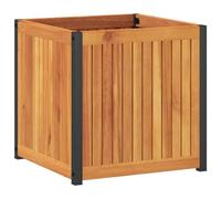 vidaXL Jardinera de madera maciza de acacia y acero 45x45x44 cm, jardinera de exterior, jardinera para flores, macetero para tomates