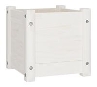vidaXL Jardinera Macetero Parterre Arriate Flores Plantas Caja Patio Terraza Balcón Decoración Plantador Blanco 31x31x31 cm Madera Maciza de Pino