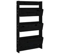 vidaXL Jardinera de Pared 3 Niveles Madera Pino Negro 60x18,5x110 cm