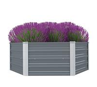 vidaXL Jardinera elevada de jardín Macetero para plantas Acero galvanizado Gris