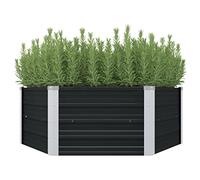 vidaXL Jardinera Exterior Grande Macetero Huerto Urbano Maceta XXL Mesa Cultivo Hexagonal Verduras Plantas Flores Acero Galvanizado Gris 129x129x45cm