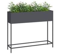 vidaXL Jardinera Elevada Antracita 100 x 26 x 82 cm Acero, Soporte de Plantas Duradero para jardín y terraza, Decorativo, Ideal para Espacios Verdes al Aire Libre