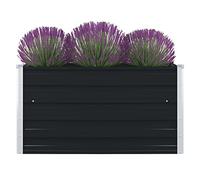 vidaXL Jardinera Elevada Maceteros Maceta Recipiente Jardín Caja Plantar Sembrar Flores Plantas Terraza Exterior de Acero Galvanizado Antracita