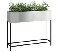 vidaXL Jardinera Elevada Plateado 100 x 26 x 82 cm Acero Galvanizado, Soporte de Plantas Duradero para jardín y terraza, Decorativo, Ideal para Espacios Verdes al Aire Libre
