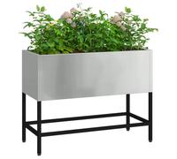 vidaXL Jardinera Elevada Plateado 60 x 26 x 45 cm Acero Galvanizado, Soporte de Plantas Duradero para jardín y terraza, Decorativo, Ideal para Espacios Verdes al Aire Libre