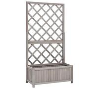 vidaXL Jardinera Enrejada de Jardín Flores Plantas Soporte Caja Patio Terraza Balcón Decoración Adornos Plantador Gris 70x30x135 cm Madera de Abeto