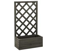 vidaXL Jardinera Enrejada de Jardín Maceta Planta Caja Flores Pérgola Soporte Trepadoras Porche Cenador Decoración Patio Gris 50x25x90 cm Madera Abeto