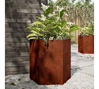 vidaXL Jardinera hexagonal 2 uds acero oxidado 46x40x45 cm, jardinera de flores, jardinera de patio, macetero, jardinera de exterior