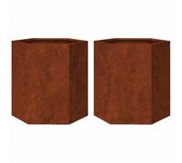 vidaXL Jardinera Hexagonal 2 uds de Acero Oxidado 46x40x45 cm para Exterior y Patio - Macetero para Flores