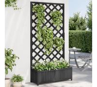 vidaXL Jardinera con Enrejado Madera Maciza de Abeto Negro