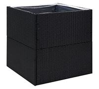 vidaXL Jardinera Maceta Caja Flores Plantas Soporte Patio Terraza Balcón Decoración Adornos Plantadora de Ratán Sintético Negra 80x80x80 cm