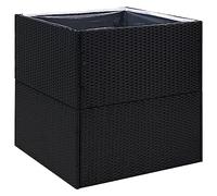 vidaXL Jardinera Maceta Caja Flores Plantas Soporte Patio Terraza Balcón Decoración Adornos Plantadora de Ratán Sintético Negra 80x80x80 cm