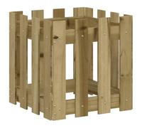 vidaXL Jardinera, Macetero con Diseño de Valla, Maceta de Plantas Flores, Jardinera para Jardín Patio Balcón Terraza, Madera de Pino Impregnada