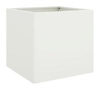 vidaXL Jardinera, Macetero para Plantas Flores Hierbas, Soporte para Macetas, Arriate Elevado para Jardín Patio Terraza Balcón, Acero Blanco