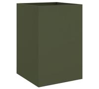 vidaXL Jardinera, Macetero para Plantas Flores Hierbas, Soporte para Macetas, Arriate Elevado para Jardín Patio Terraza Balcón, Acero Verde Oliva