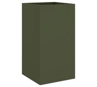 vidaXL Jardinera, Macetero para Plantas Flores Hierbas, Soporte para Macetas, Arriate Elevado para Jardín Patio Terraza Balcón, Acero Verde Oliva