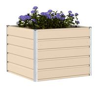vidaXL Jardinera Marfil 100 x 100 x 75 cm Acero, Macetero Moderno de Acero, Decorativo y Duradero para jardín, Minimalista y Elegante, Ideal para Plantas