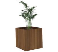 vidaXL Jardinera Jardín Parque Terraza Balcón Patio Plantas Flores Maceta Macetero Cuadrado Hierbas Sala Madera Contrachapada Marrón Roble