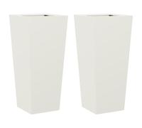 vidaXL Jardineras 2 uds Acero Blanco 35x35x75 cm, Jardinera, Jardinera de Patio, Jardinera, Jardinera al Aire Libre, Jardinera, Jardinera de jardín