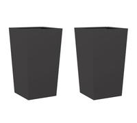 vidaXL Jardineras 2 uds Acero Negro 45x45x75 cm, Jardinera, Jardinera de Patio, Jardinera, Jardinera al Aire Libre, Jardinera, Jardinera de jardín