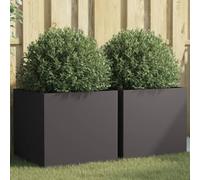 vidaXL Jardineras 2 uds, Maceteros para Plantas Flores Hierbas, Soportes para Macetas, Arriates para Jardín Patio Terraza, Acero Negro