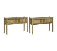 vidaXL Jardineras con Patas 2 uds, Maceteros Elevados, Jardineras de Plantas Flores, Jardineras Balcón Terraza, Madera Maciza de Pino Blanco