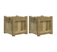 vidaXL Jardineras de Exterior 2 uds, Maceteros de Plantas Flores, Jardineras de Hierbas, Maceteros para Balcón Patio, Madera Impregnada de Pino