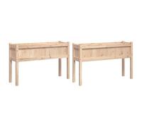 vidaXL Jardineras de Exterior con Patas 2 uds, Maceteros Elevados, Macetas de Hierbas Flores, Jardineras Balcón Terraza, Madera Maciza de Pino