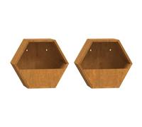vidaXL Jardineras de Pared 2 uds Acero corten Oxidado 30x10x25 cm, Jardinera de Pared para Exteriores, Jardinera montada en la Pared, Maceta de Pared