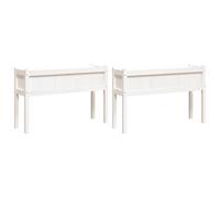 vidaXL Jardineras Exterior con Patas 2 uds, Maceteros Elevados, Macetas de Hierbas Flores, Jardineras Balcón Terraza, Madera Maciza de Pino Blanco