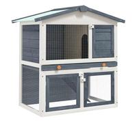 vidaXL Jaula conejera con 3 Puertas Madera Gris