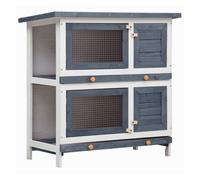 Vidaxl jaula conejera con 4 puertas madera gris