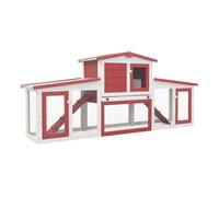 Vidaxl jaula de animales grande madera rojo y blanco 201x45x85 cm