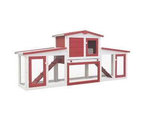 Vidaxl jaula de animales grande madera rojo y blanco 201x45x85 cm