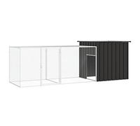 VidaXL Gallinero, Jaula de gallinas con puerta con bisagras, cabaña para gallinas, recinto de animales de jardín, terraza, acero galvanizado antracita