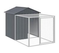 vidaXL Jaula de Gallinas, Gallinero con Corral, Recinto para Animales Pequeños, Caseta para Jardín, Acero Galvanizado Gris 117x201x123 cm