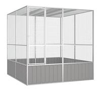 vidaXL Jaula de Pájaros Aves Pajareras Palomas Casita Acero Galvanizado Gris