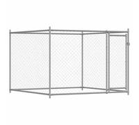 vidaXL Jaula de perros con puerta acero galvanizado gris 2x2x1,5 m