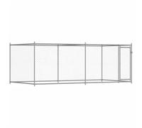 vidaXL Jaula de Perros con Puerta, Perrera de Malla para Cachorros, Corral para Animales, Caseta de Exterior, Acero Galvanizado Gris