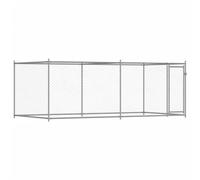 vidaXL Jaula de Perros con Puerta, Perrera de Malla para Cachorros, Corral para Animales, Caseta de Exterior, Acero Galvanizado Gris