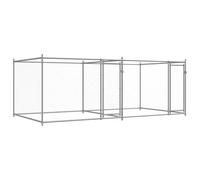 vidaXL Jaula de Perros con Puertas, Perrera de Malla para Cachorros, Corral para Animales, Caseta de Exterior, Acero Galvanizado Gris