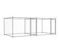 vidaXL Jaula de Perros con Puertas, Perrera de Malla para Cachorros, Corral para Animales, Caseta de Exterior, Acero Galvanizado Gris