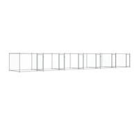 vidaXL Jaula de Perros con Puertas, Perrera de Malla para Cachorros, Corral para Animales, Caseta de Exterior, Acero Galvanizado Gris